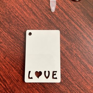 Blank Keychain, 5 Sublimation Keychains, Blank Love Keychain, Love Keychain