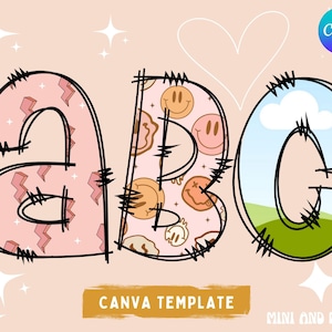 Doodle Font Canva Template, A-Z Letters