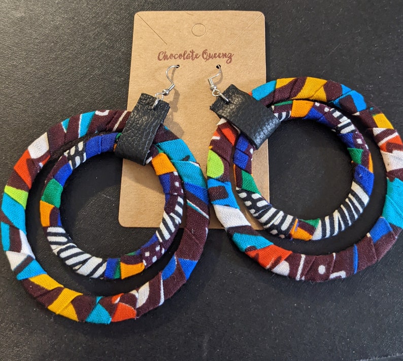 African Print Fabric Covered Earrings Etsy