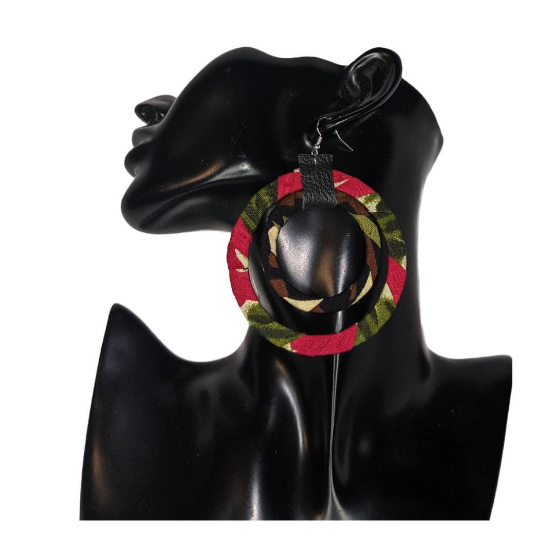 African Print Fabric Covered Earrings Etsy