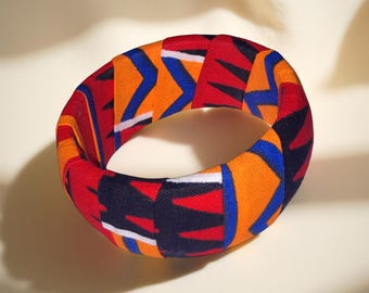 Bold African Print Fabric Bangle Bracelet – Colorful Ankara Jewelry