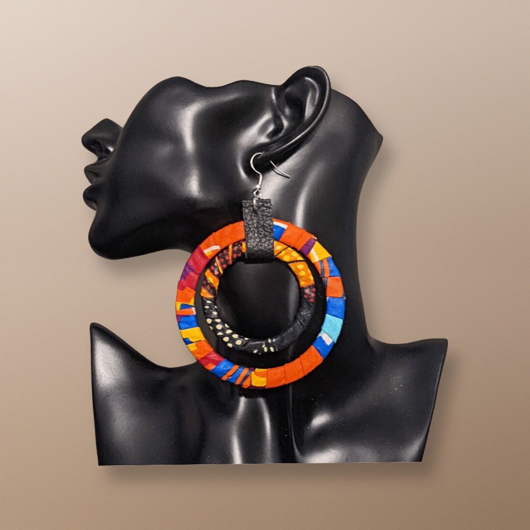 African Print Fabric Covered Earrings Etsy