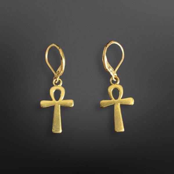 Egyptian Ankh Key of Life Dangle Earrings