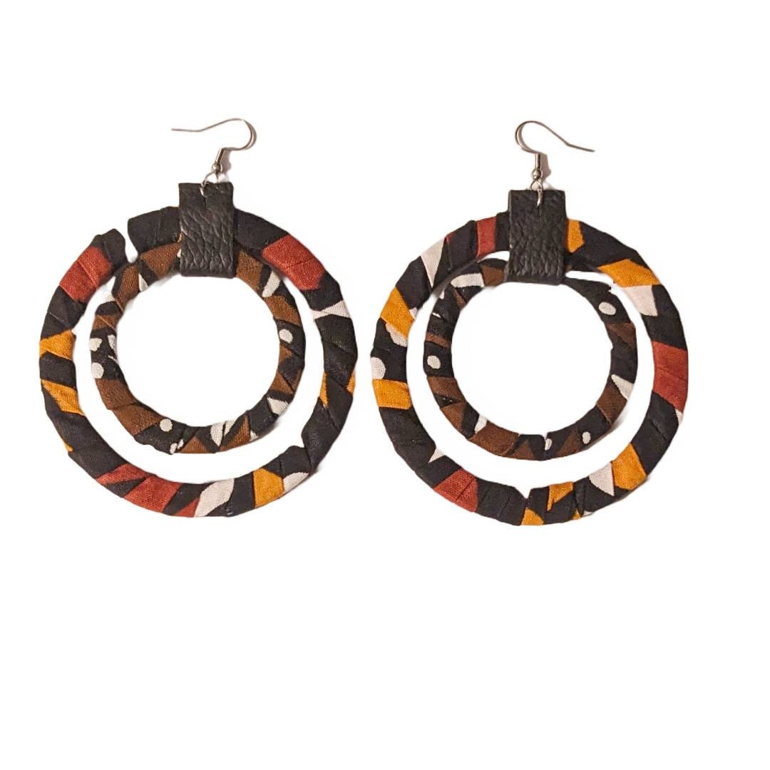 African Print Fabric Covered Earrings Etsy
