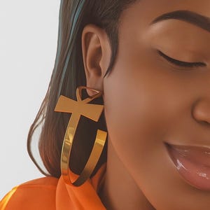 Large Ankh Hoop Earrings, Gold Statement Earrings, Oversized Earrings
