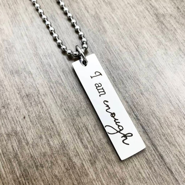 I Am Enough Stainless Steel Pendant