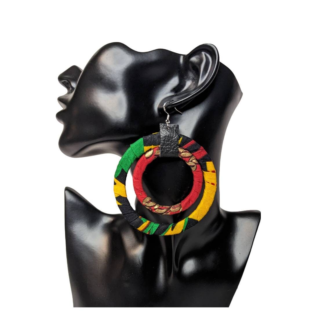 African Print Fabric Covered Earrings Kente Print Earrings Etsy