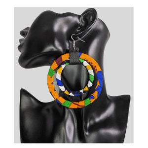 African Print Fabric Covered Earrings