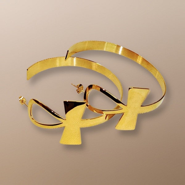 Large Ankh Hoop Earrings, Gold Statement Earrings, Oversized Earrings