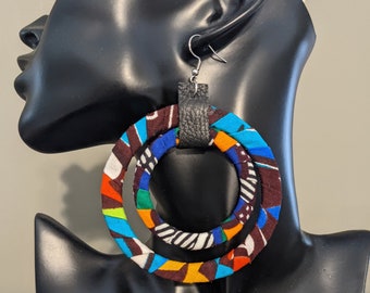 African Print Fabric Covered Earrings
