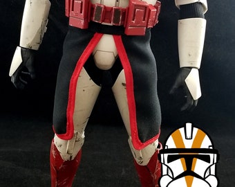 1/6 Scale Black/Red Clone Trooper Kama 100% Fabric Handstitched for Custom Star Wars Figures