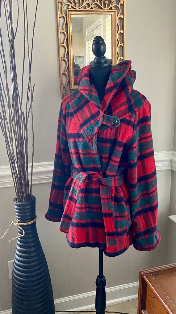 90's Red and green plaid coat by Swingles by Chara