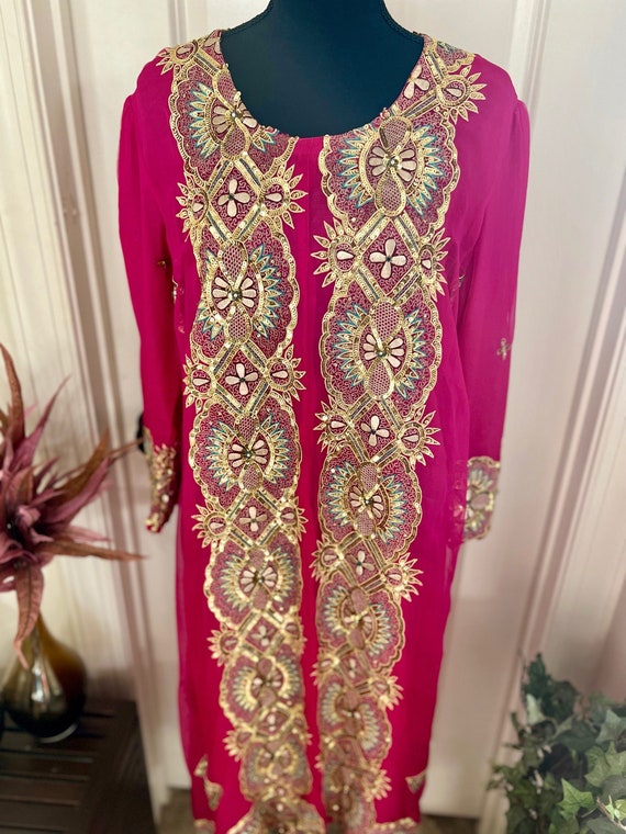 Beautiful Fuschia Magenta and Gold Sequined Tunic.