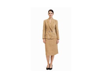 1940s Vintage Linen Suit – Two-Piece Tan Skirt Set