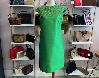 Vintage 1960s Green Cocktail Dress 38-34-40