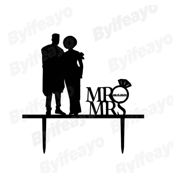 Personalized African Bride and Groom, African couple cake topper, Custom African Cake Topper, African wedding Cake Topper