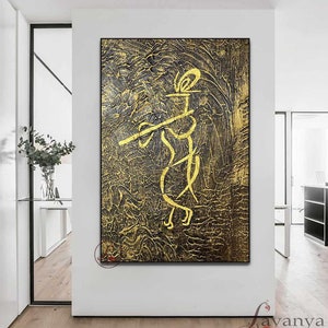 Large Abstract Krishna Painting: Modern Indian Wall Art