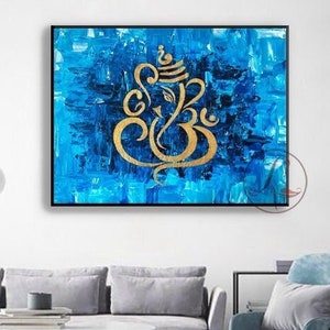 Original Abstract Ganesha Painting: Indian Art, Entryway Decor