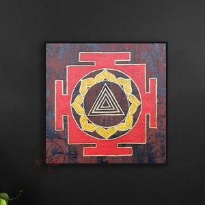 Tripura Sundari Yantra, Home Decor, Living Room Decor,Housewarming Gift, canvas painting,Indian art ,canvas painting by lavanya art studio
