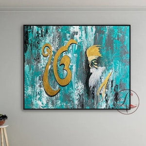 Guru Nanak DevJi Painting: Abstract Sikh Art, Ik Onkar, Modern Indian Decor