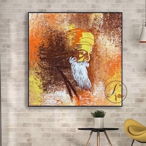 Guru Nanak Dev Ji Painting: Abstract Sikh Art on Canvas