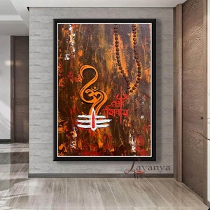 Large Shiva Painting: Modern Indian Abstract Art on Canvas Large Indian wall art decor by Tejasvi Patel