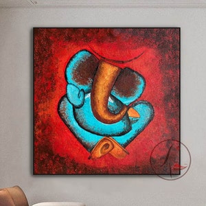 Modern Ganesha Painting: Textured Indian Art, Hindu God Decor