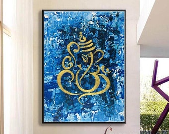 Modern Ganesha painting, Indian painting, Entry way decor Ganesha art, Modern Indian art, Indian decor, Hindu god painting, Ganpati Painting