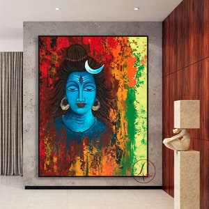 Shiva Painting: Abstract Indian Art, Modern Decor, Acrylic on Canvas