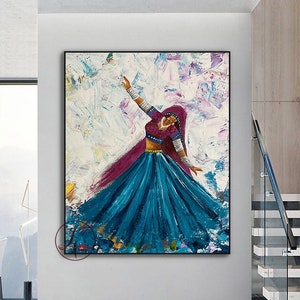 Rajasthani Dancing Girl Painting Pakistani Indian Dance Painting Handmade South Asian Woman Indian decor Painting on Canvas Contemporary art
