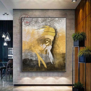Modern Abstract Guru Nanak art - original Sikh art- abstract Sikh art - gurudwara - gurpurab- Guru Nanak Dev Ji Painting - Sikh home decor