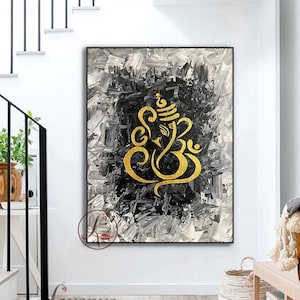 Abstract Ganesha Painting: Modern Hindu God Art, Acrylic on Canvas
