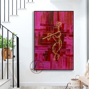Radha Krishna Painting: Abstract Indian Hindu God Art on Canvas