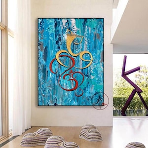 Abstract Ganesha Painting: Modern Indian Canvas Art, Textured Knife Work