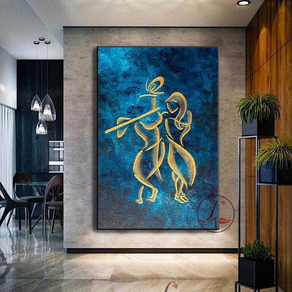 krishna painting, Contemporary Indian Radha Krishna painting,Indian decor,Hindu God Art,Indian Painting ,Modern Indian art by Tejasvi Patel