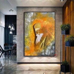 Guru Nanak Abstract Painting: Modern Sikh Spiritual Art on Canvas