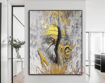 Guru Nanak art - original Sikh art- abstract Sikh art - gurudwara - gurpurab- Guru Nanak Dev Ji -sikhi art - Gurmukhi -Sikh home decor