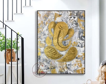 Modern Ganesha painting ,Abstract Indian painting , Ganpati painting , Entryway decor Ganesha art , Hindu God Painting , Indian art