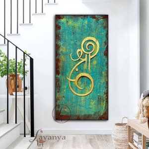 Modern Ganesha Painting: Abstract Indian Art, Acrylic on Canvas