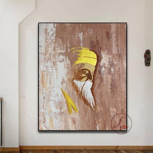 Guru Nanak Art: Abstract Sikh Painting, Gurmukhi Home Decor