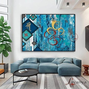Modern Ganesha Painting: Abstract Indian Art on Canvas