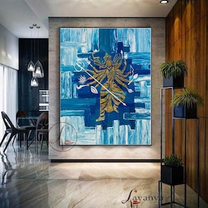 Maa Durga Painting: Abstract Indian Goddess Art, Modern Style