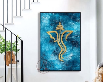 Ganesha Abstract Painting ,Indian Art Acrylic Painting, Indian Wall Decor, Original Painting, Canvas, wall art and Decor, Large Ganesha Art