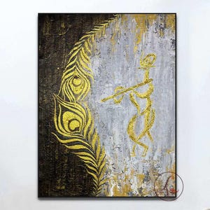 Radha Krishna Painting: Modern Hindu God Art, Indian Acrylic Canvas