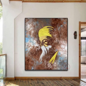 Textured Guru Nanak Painting: Abstract Sikh Art, Modern Home Decor