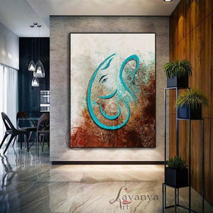 Modern Ganesha Painting: Abstract Indian Art, Entryway Decor