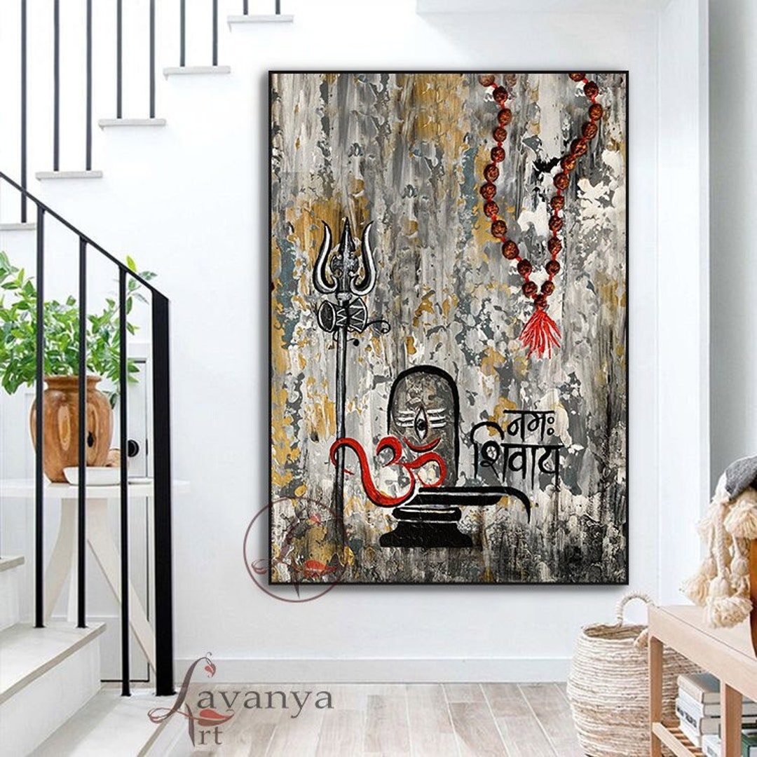 Abstract Shiva Painting: Original Indian Wall Art on Canvas - Etsy