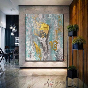 Original Guru Nanak Dev Ji Painting: Abstract Sikh Art on Canvas