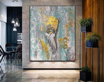Abstract Guru Nanak Painting: Original Sikh Art on Canvas , Handmade Painting, Ek Onkar Art
