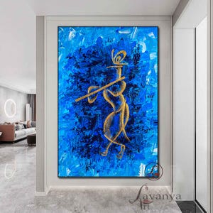 Radha Krishna Painting: Original Indian Hindu God Art, Tejasvi Patel